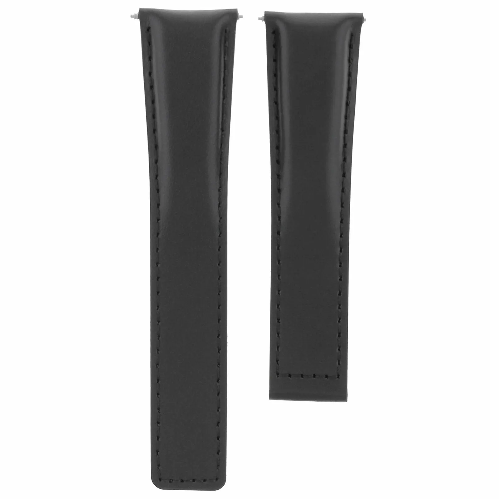LEATHER BAND STRAP SMOOTH FOR 22/18MM  BREITLING CHRONOMAT DEPLOY CLASP BLACK