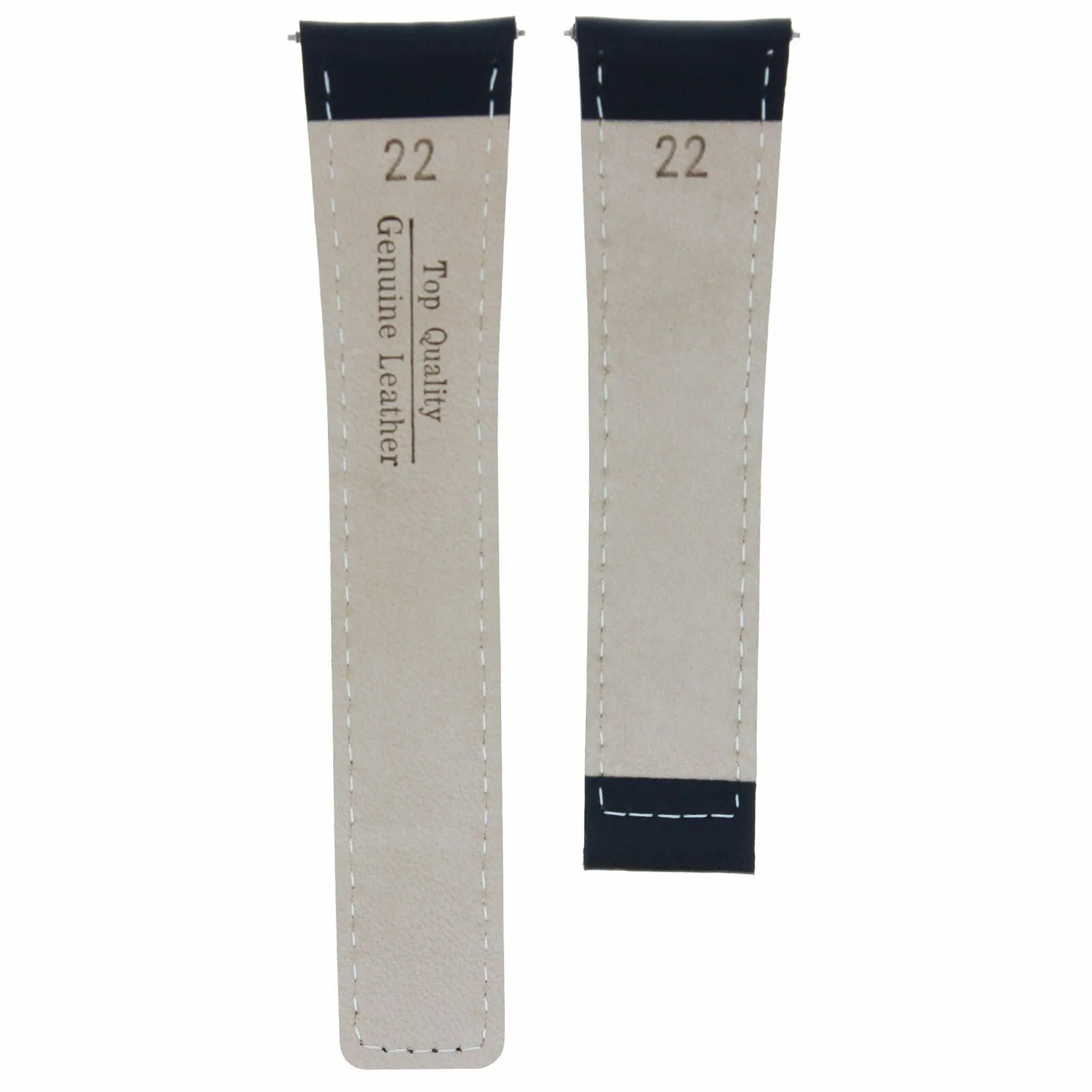 LEATHER BAND STRAP SMOOTH FOR 22/18MM  BREITLING CHRONOMAT DEPLOY CLASP BLACK