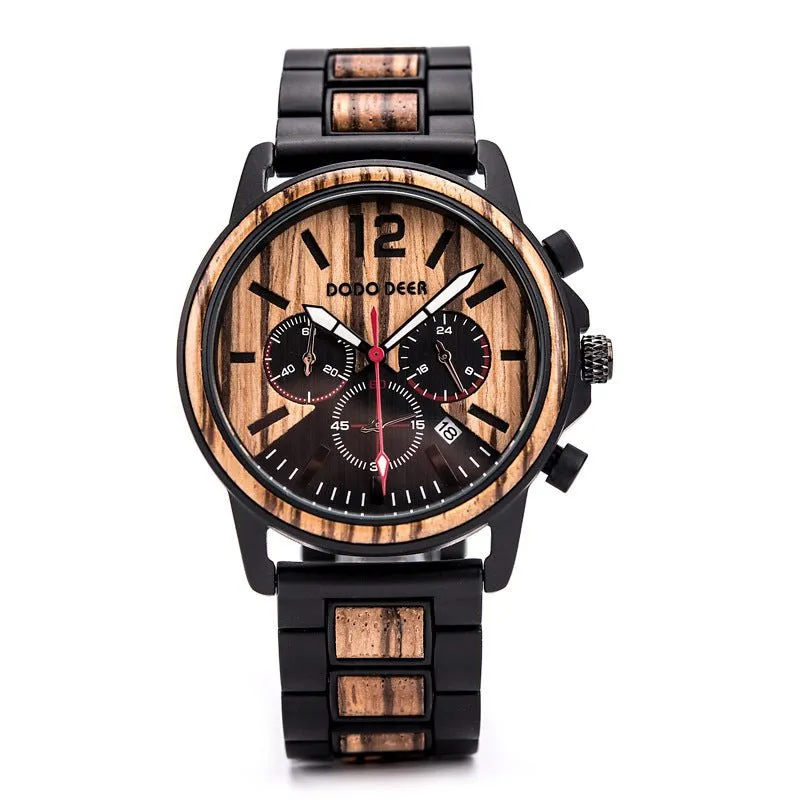 Luminous 10M Waterproof Wood Quartz Watch For Men