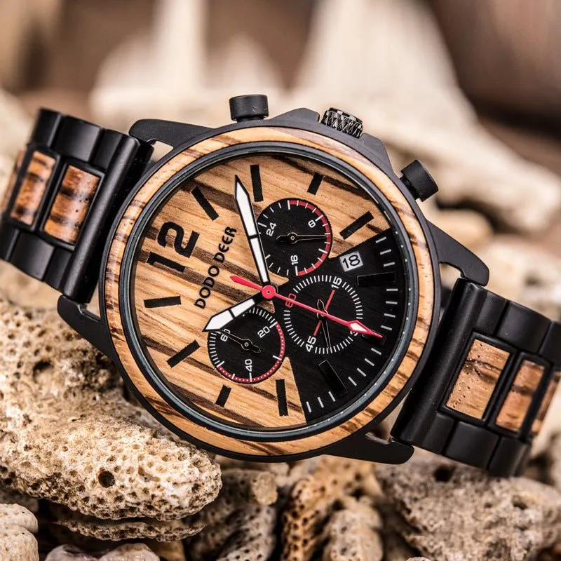 Luminous 10M Waterproof Wood Quartz Watch For Men