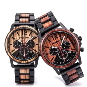 Luminous 10M Waterproof Wood Quartz Watch For Men