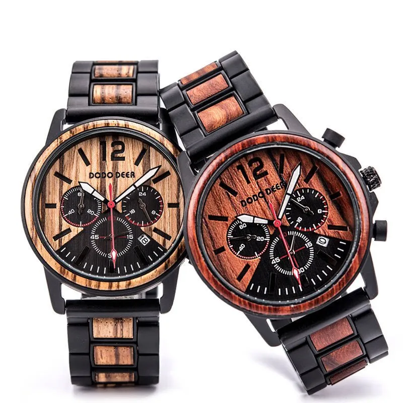 Luminous 10M Waterproof Wood Quartz Watch For Men