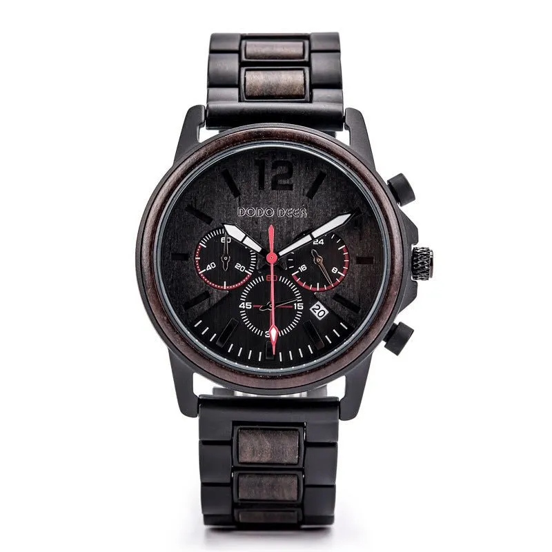 Luminous 10M Waterproof Wood Quartz Watch For Men