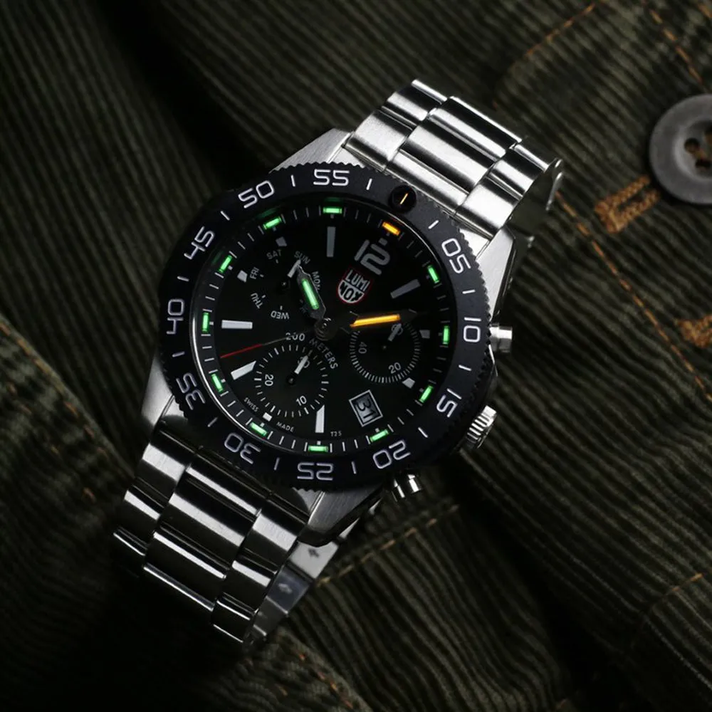 Luminox Mens Black Dial Silver Stainless Steel Band Ronda Z60 Watch - XS.3142