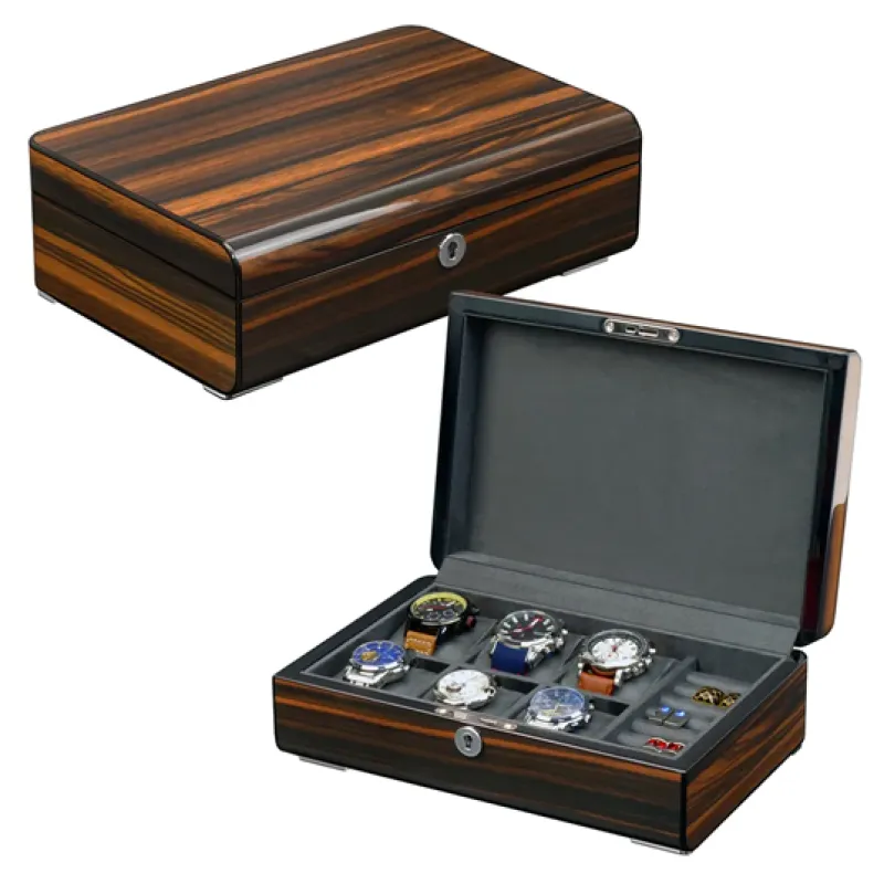 Luxury 6 Slots Watch Display Box and Jewelry Organizer