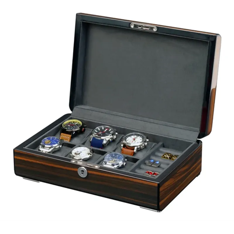 Luxury 6 Slots Watch Display Box and Jewelry Organizer