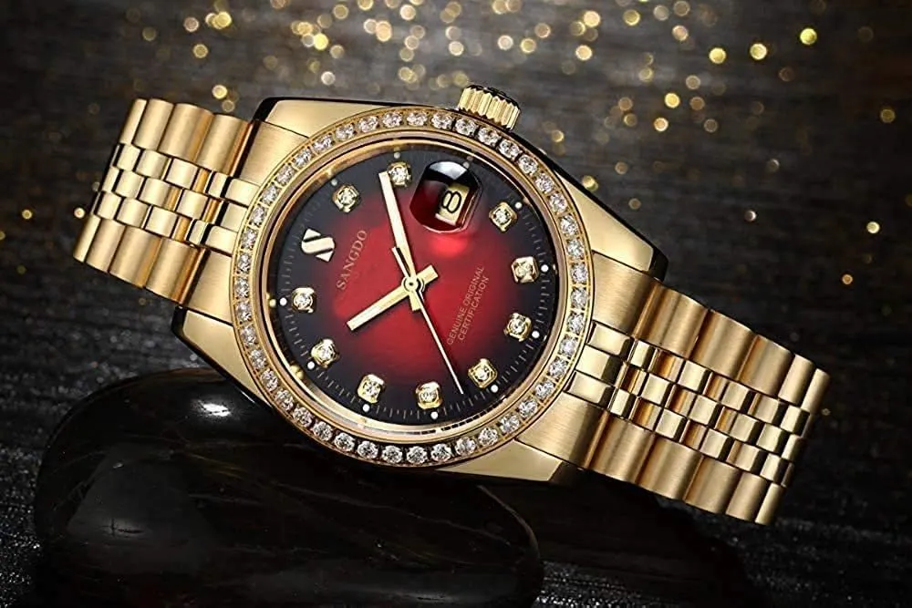 Luxury Men's Automatic Watches Fashion Automatic Self Wind Watch Stainless Calendar Window Water Resistant Wrist Watch Gold Outdoor, Business Style, Gifts