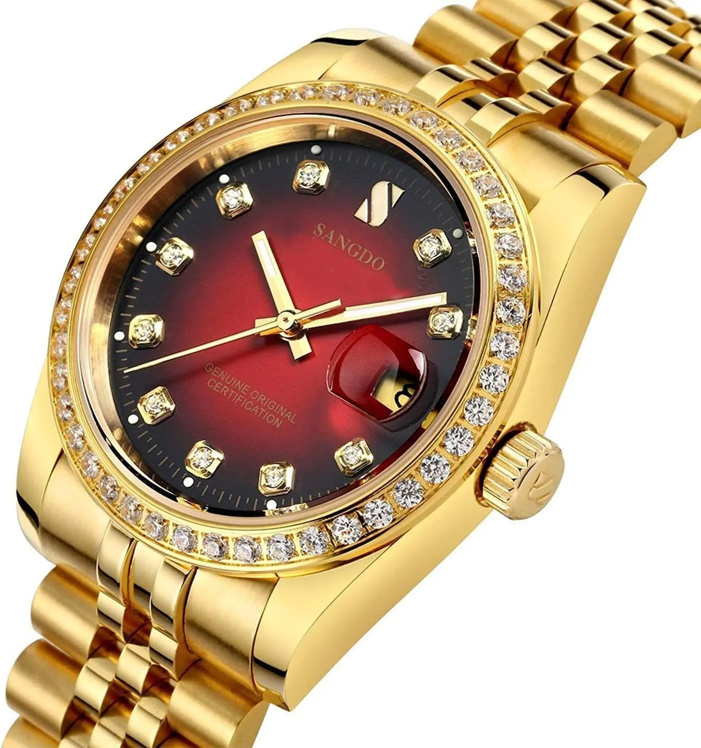 Luxury Men's Automatic Watches Fashion Automatic Self Wind Watch Stainless Calendar Window Water Resistant Wrist Watch Gold Outdoor, Business Style, Gifts