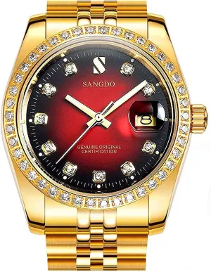 Luxury Men's Automatic Watches Fashion Automatic Self Wind Watch Stainless Calendar Window Water Resistant Wrist Watch Gold Outdoor, Business Style, Gifts