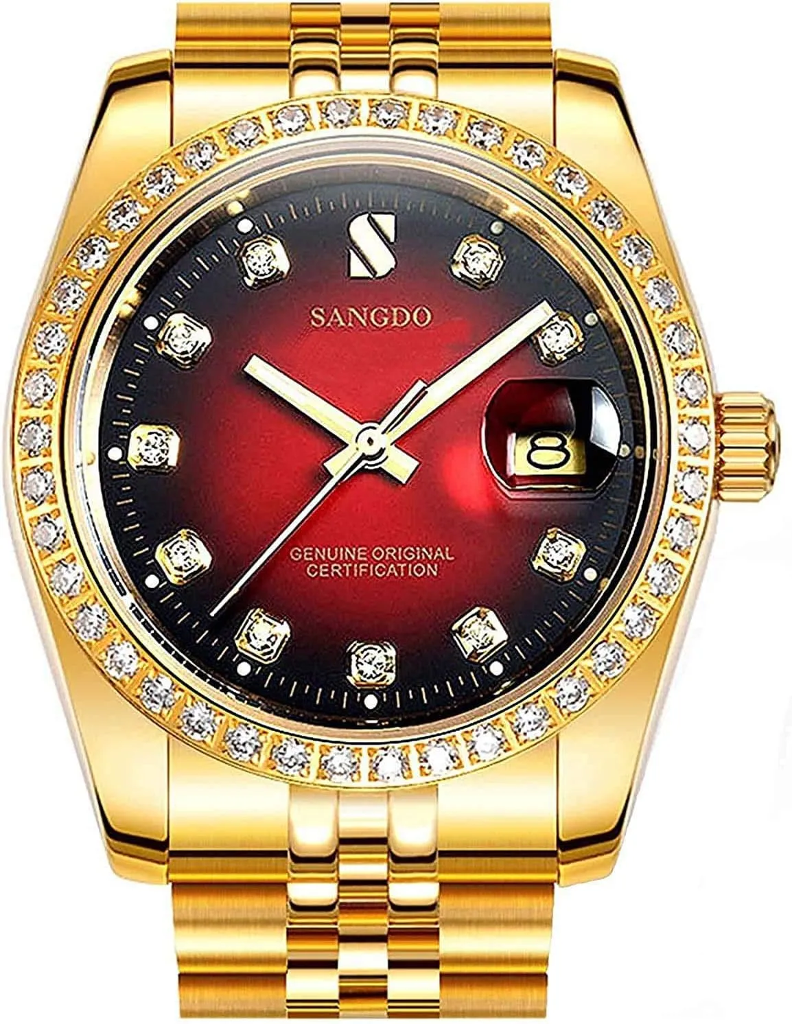 Luxury Men's Automatic Watches Fashion Automatic Self Wind Watch Stainless Calendar Window Water Resistant Wrist Watch Gold Outdoor, Business Style, Gifts