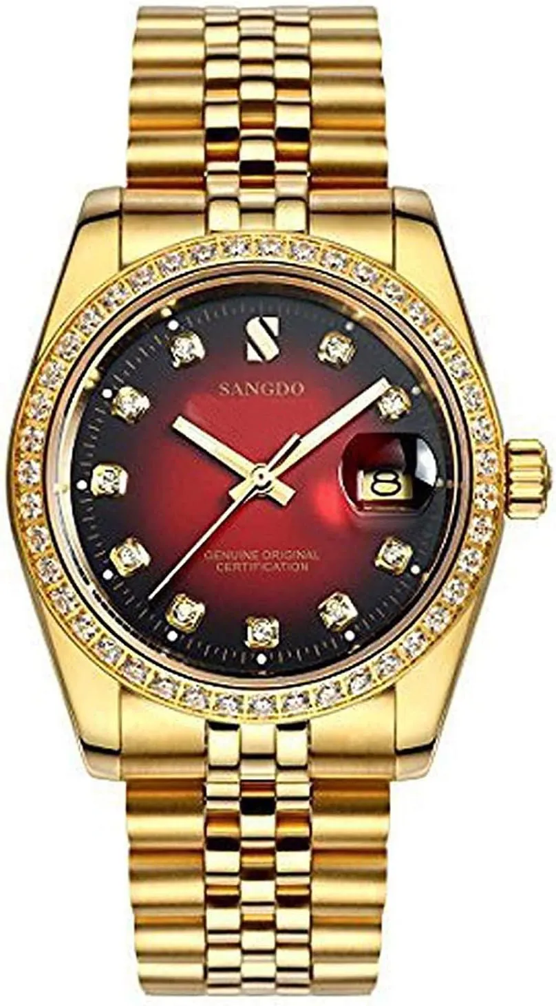 Luxury Men's Automatic Watches Fashion Automatic Self Wind Watch Stainless Calendar Window Water Resistant Wrist Watch Gold Outdoor, Business Style, Gifts