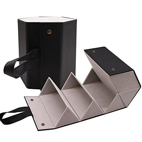 MAFENLY six sunglasses storage box, 6 sockets pu foldable glasses display box (6pack XXL BLACK)