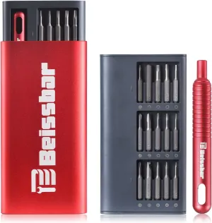 Magnetic precision screwdriver bit set - Red Durable S2 Steel 31in1 Mini Portable Screwdriver Set Small Bit Holder for Impact Driver Repair Tool Kit for Laptop, PC, Watch, Glasses, Phone, Electronics
