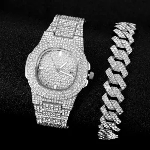 Men Luxury Brand Full Diamond Mens Watches AAA CZ Quartz Men Watch
