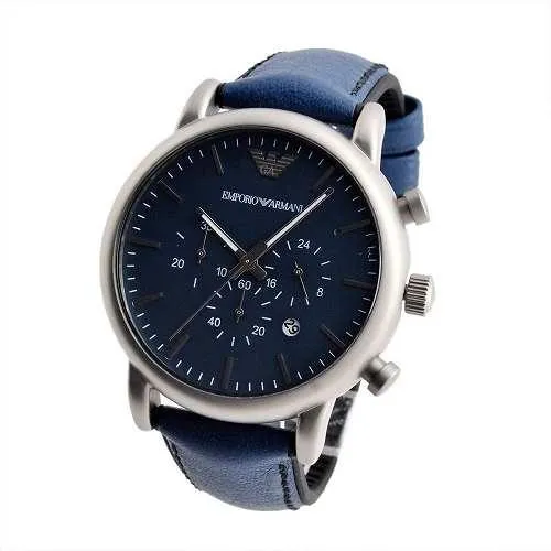 Men's AR1969 Chronograph Blue Leather Watch