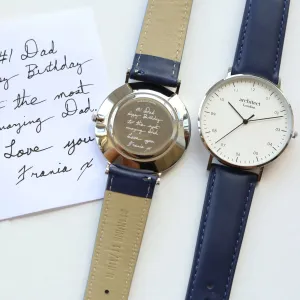 Men's Handwriting Engraved Watch - Architect Zephyr   Admiral Blue