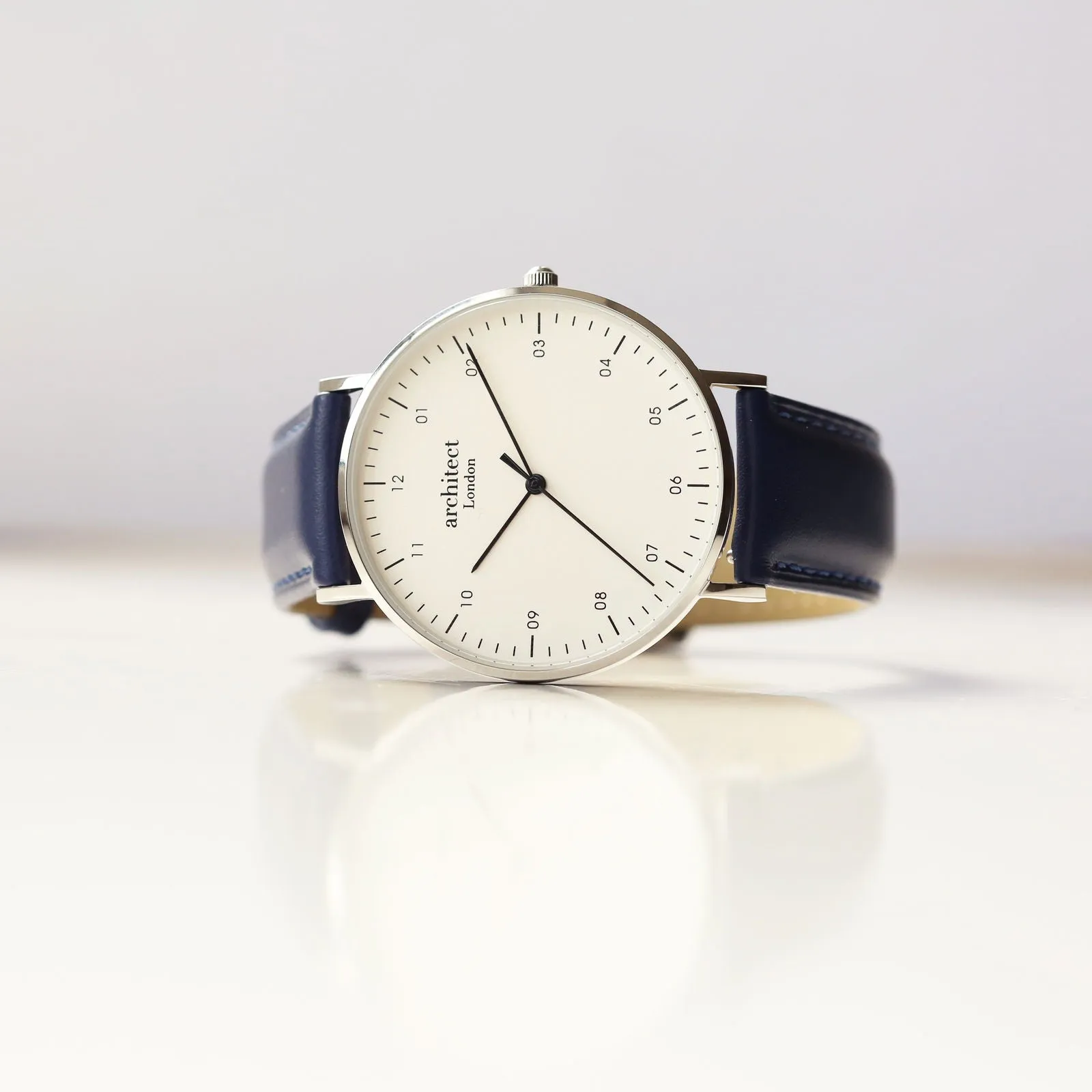 Men's Handwriting Engraved Watch - Architect Zephyr   Admiral Blue