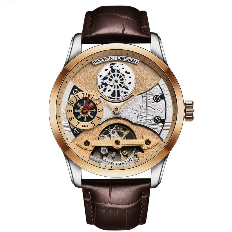 Men's Mechanical 30M Waterproof Butterfly Double Snap Buckle Watches