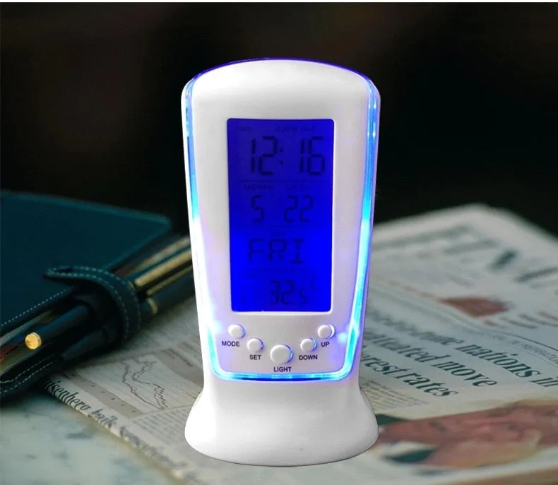 Mini Small Alarm Clock LED Luminous Music Alarm Clock Mute Lazy Electronic Clock with Temperature Alarm Clock