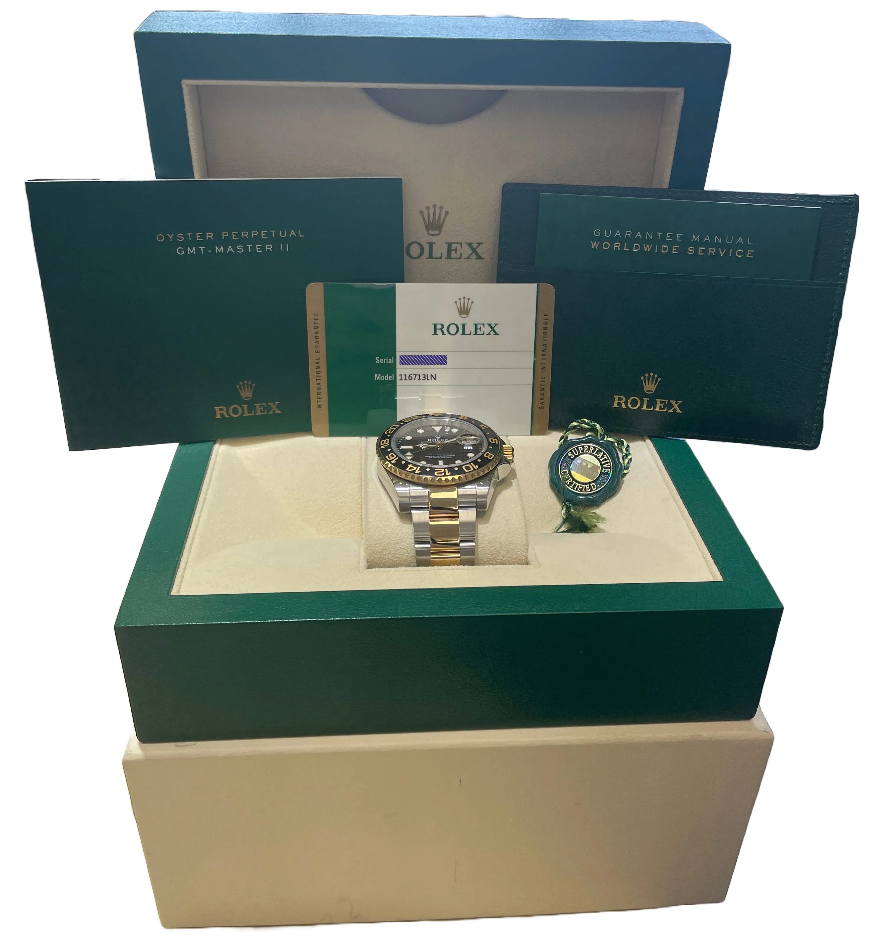 MINT 2016 PAPERS Rolex GMT-Master II Ceramic 18K Gold Steel 40mm 116713 BOX
