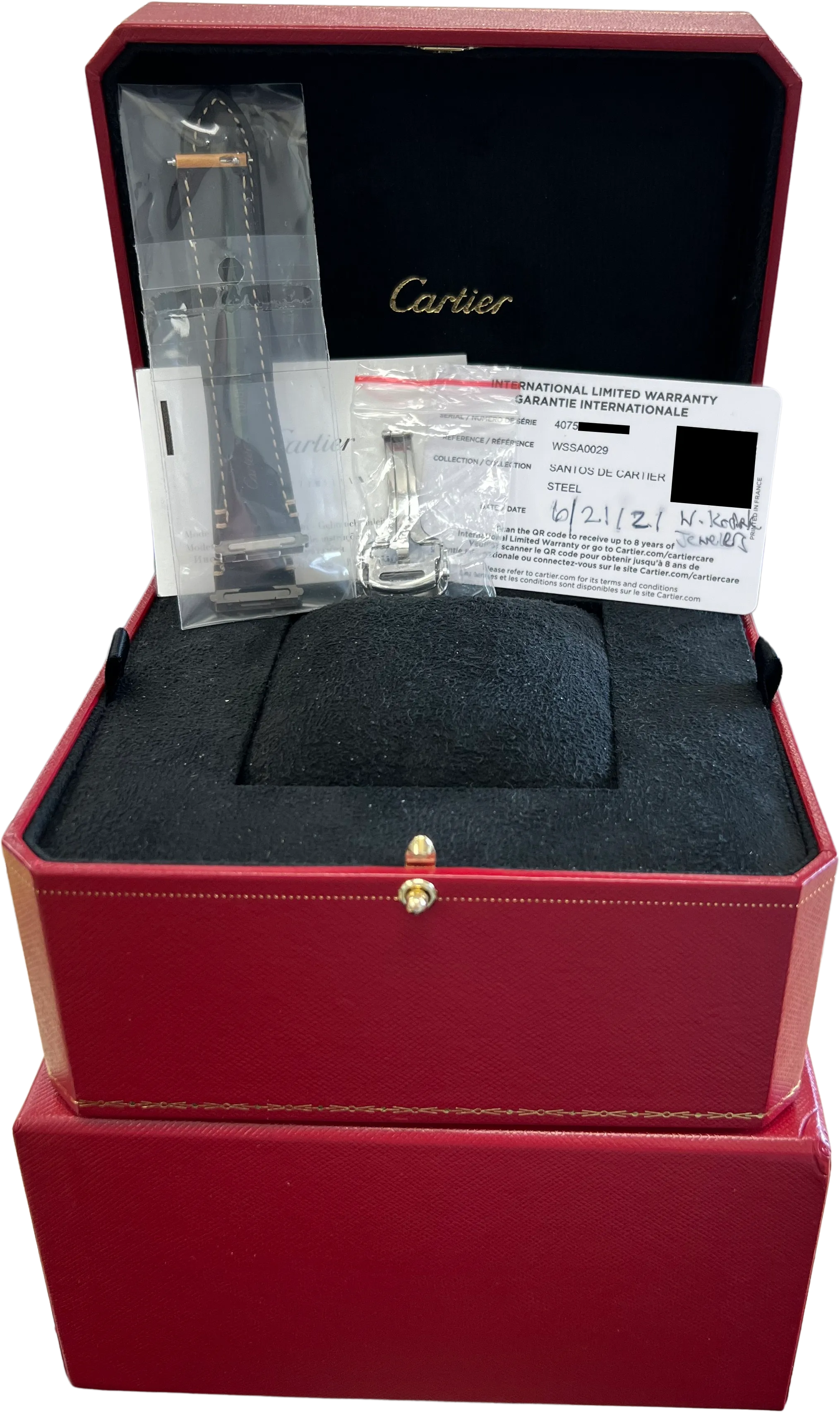 MINT PAPERS Cartier Santos Mid-Size 35mm Stainless Steel White WSSA0029 4075 BOX