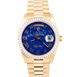 MINT PAPERS Rolex Day-Date President LAPIS 36mm 18K Yellow Gold Watch 18038 B P