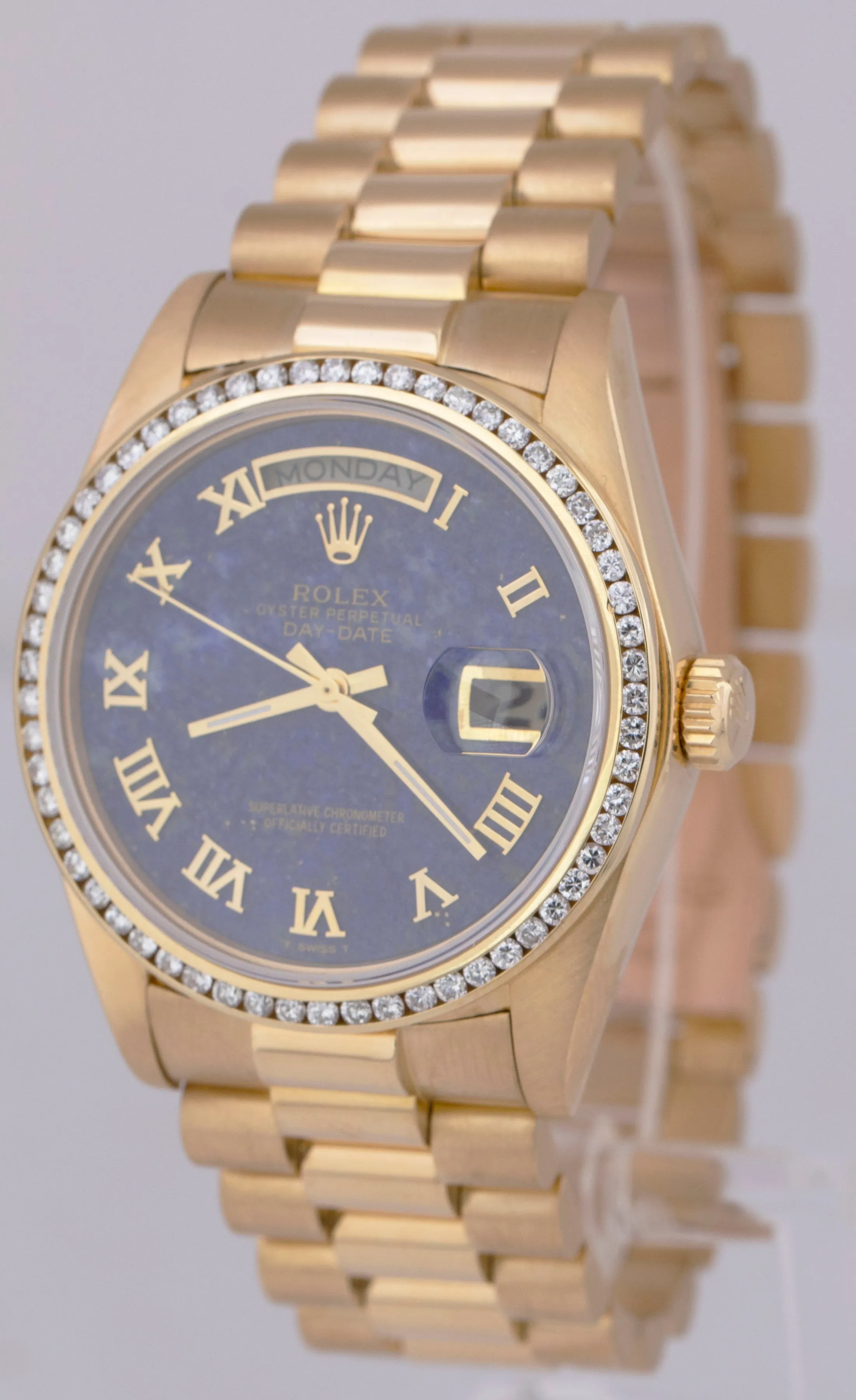 MINT PAPERS Rolex Day-Date President LAPIS 36mm 18K Yellow Gold Watch 18038 B P
