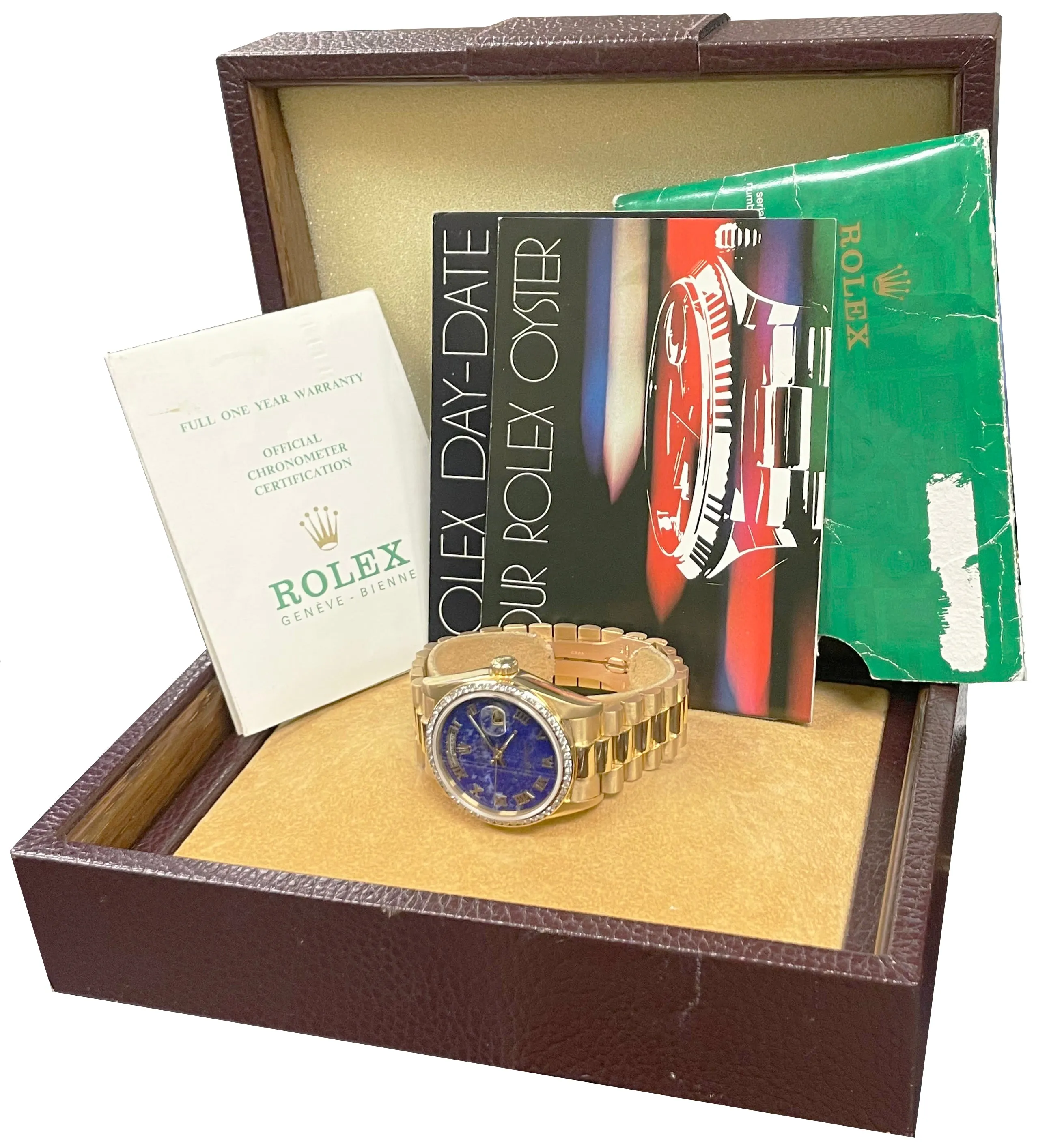 MINT PAPERS Rolex Day-Date President LAPIS 36mm 18K Yellow Gold Watch 18038 B P