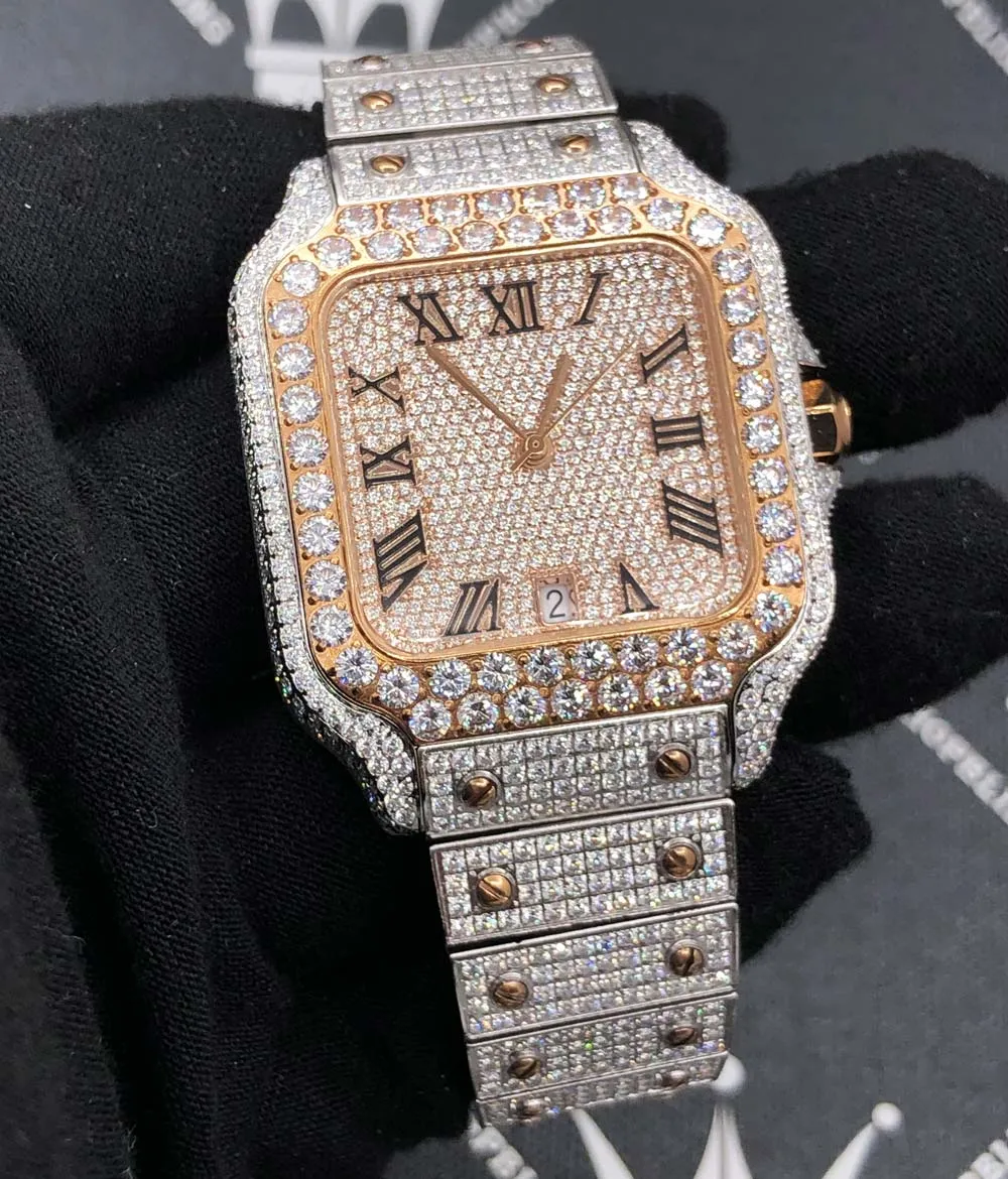 Moissanite VVS Iced Out Baller Square Steel Bust Down Watch