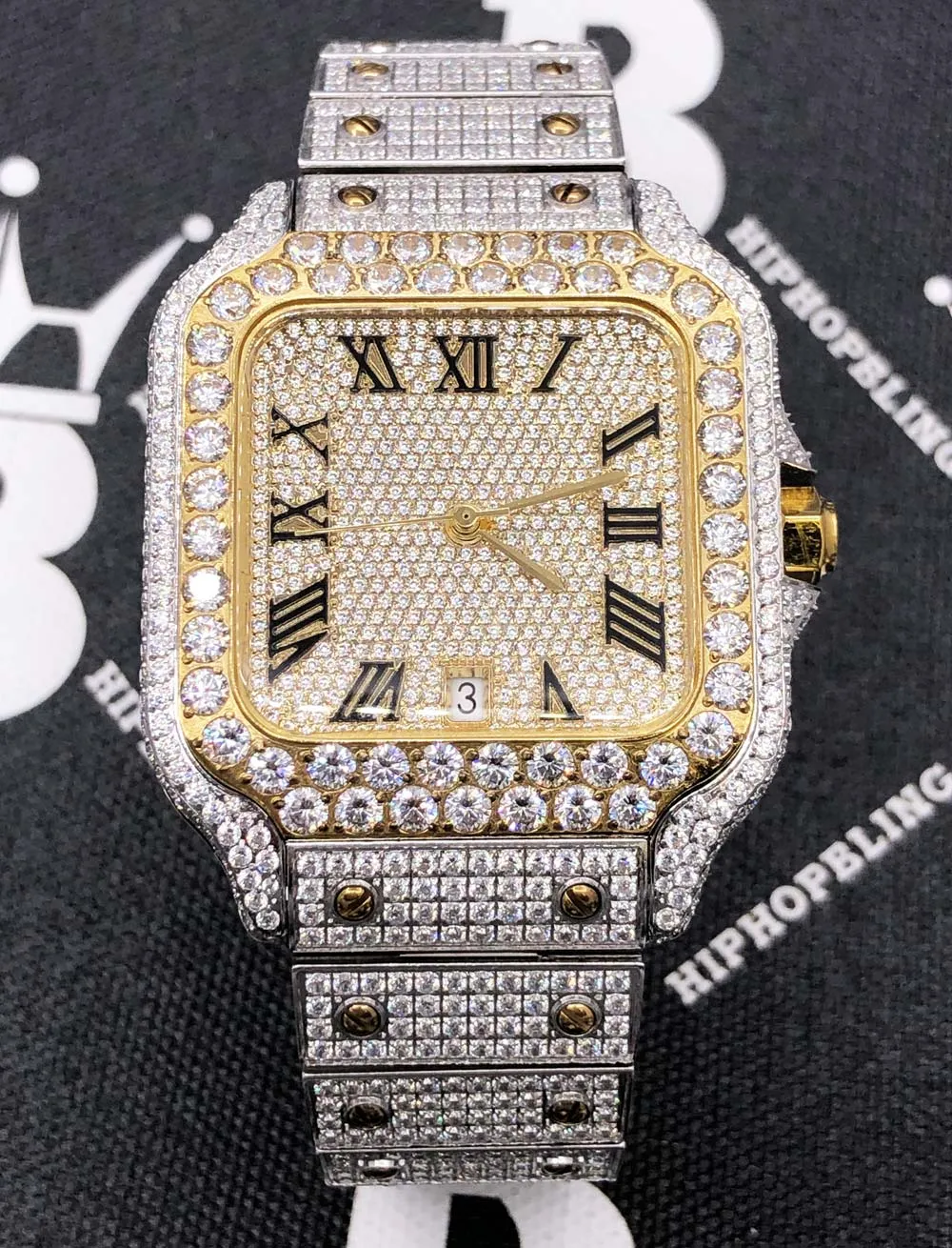 Moissanite VVS Iced Out Baller Square Steel Bust Down Watch
