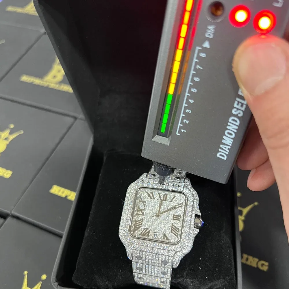 Moissanite VVS Iced Out Baller Square Steel Bust Down Watch