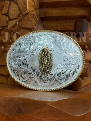 Montana Silversmiths 1255-1010M Our Lady Of Guadalupe Classic Western Buckle Silver
