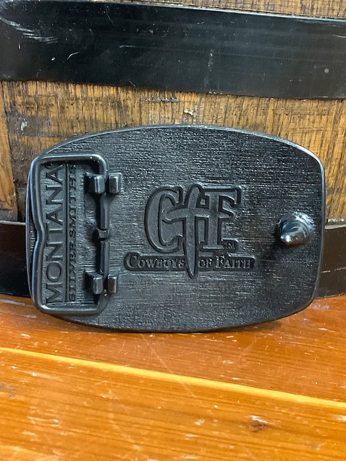 Montana Silversmiths A706C Cowboys of Faith Flag Buckle Brass
