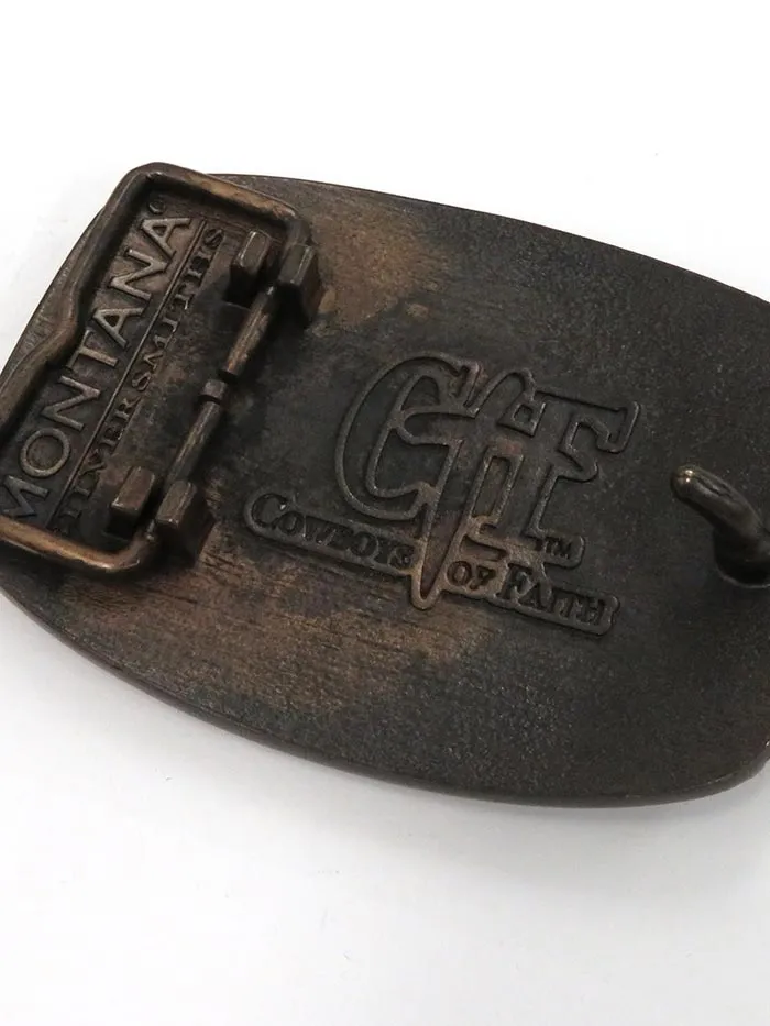 Montana Silversmiths A706C Cowboys of Faith Flag Buckle Brass