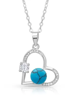 Montana Silversmiths NC4501 Open Heart Turquoise Pearl Necklace