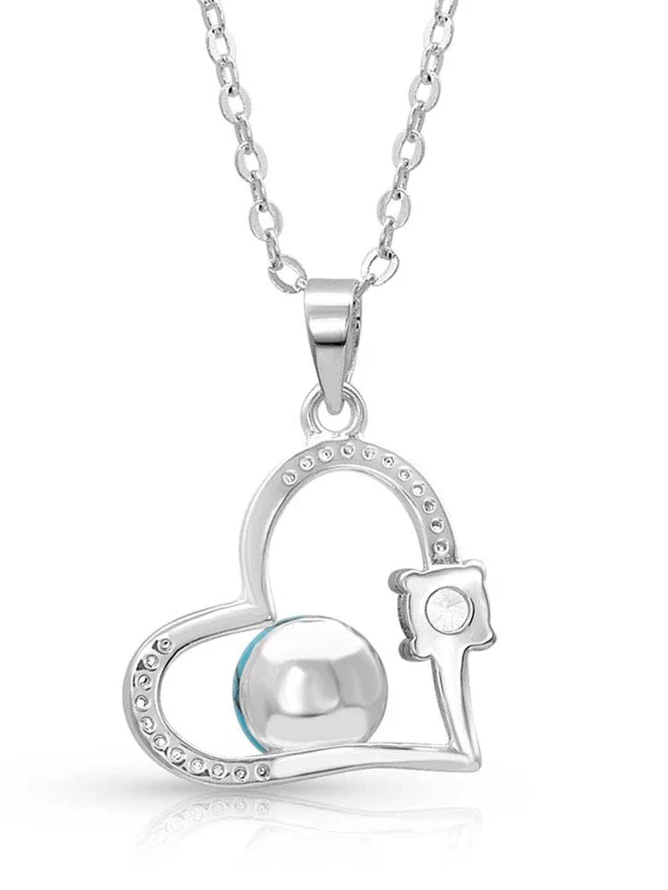 Montana Silversmiths NC4501 Open Heart Turquoise Pearl Necklace