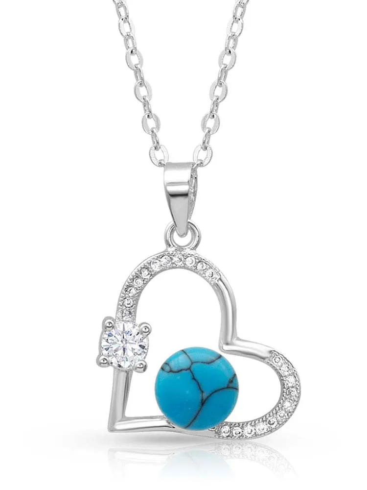 Montana Silversmiths NC4501 Open Heart Turquoise Pearl Necklace