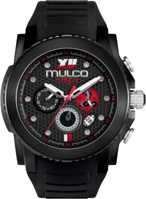 MULCO Watches for Men - Cobra, Stainless Steel Case with White Wrist Silicone Band, Quartz Multifunctional Movement, Large Face Premium Analog Display, 100m Water Resistant - Waterproof