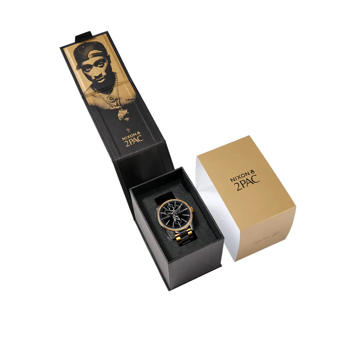 Nixon - 2PAC Sentry Stainless Steel Watch Gold/Silver/Black