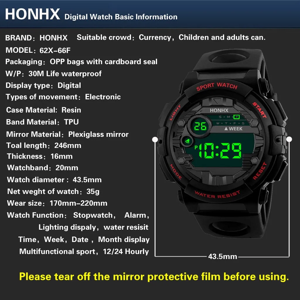 Outdoor Sport Transparent Digital Watch Men Women Alarm Clock Waterproof Shock Military Watches Led Display Shock Watch Drop