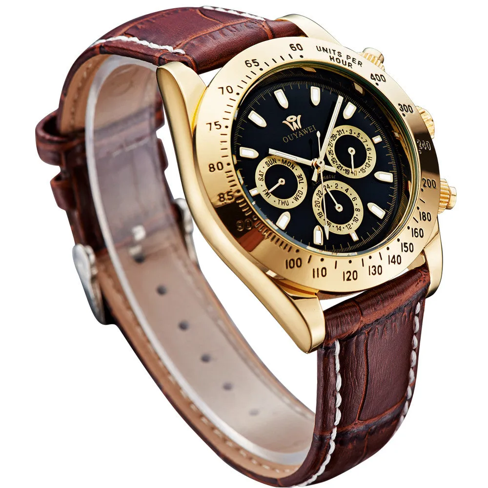 OUYAWEI Top Brand Luxury Watch Men 10 Water Resistant wristwatches,automatic-self-wind movement military weide watch