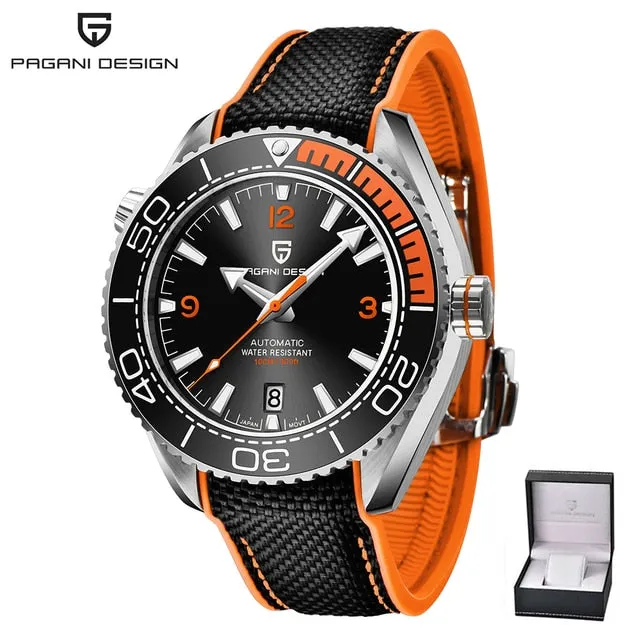 PAGANI DESIGN Classic Luxury Men&#39;s Automatic Watch Sapphire Glass Mechanical Wristwatch Stainless Steel 100M Waterproof Watches
