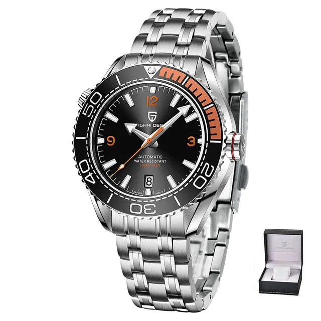 PAGANI DESIGN Classic Luxury Men&#39;s Automatic Watch Sapphire Glass Mechanical Wristwatch Stainless Steel 100M Waterproof Watches