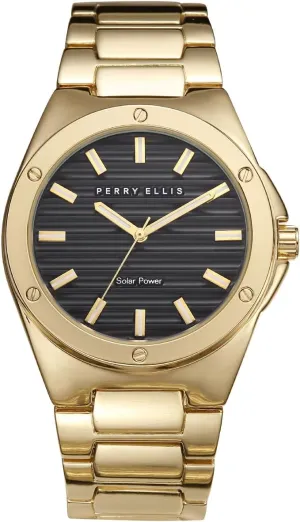Perry Ellis Solar Powered Mens Watch | Alloy Bracelet | Water-Resistant Analog Wrist Watches for Men | 42mm Case | Relojes para Hombres | Elegant Gift for Man