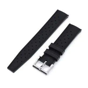 Quick Release Black Tropical-Style Pro FKM rubber watch strap, 19mm, 20mm or 22mm
