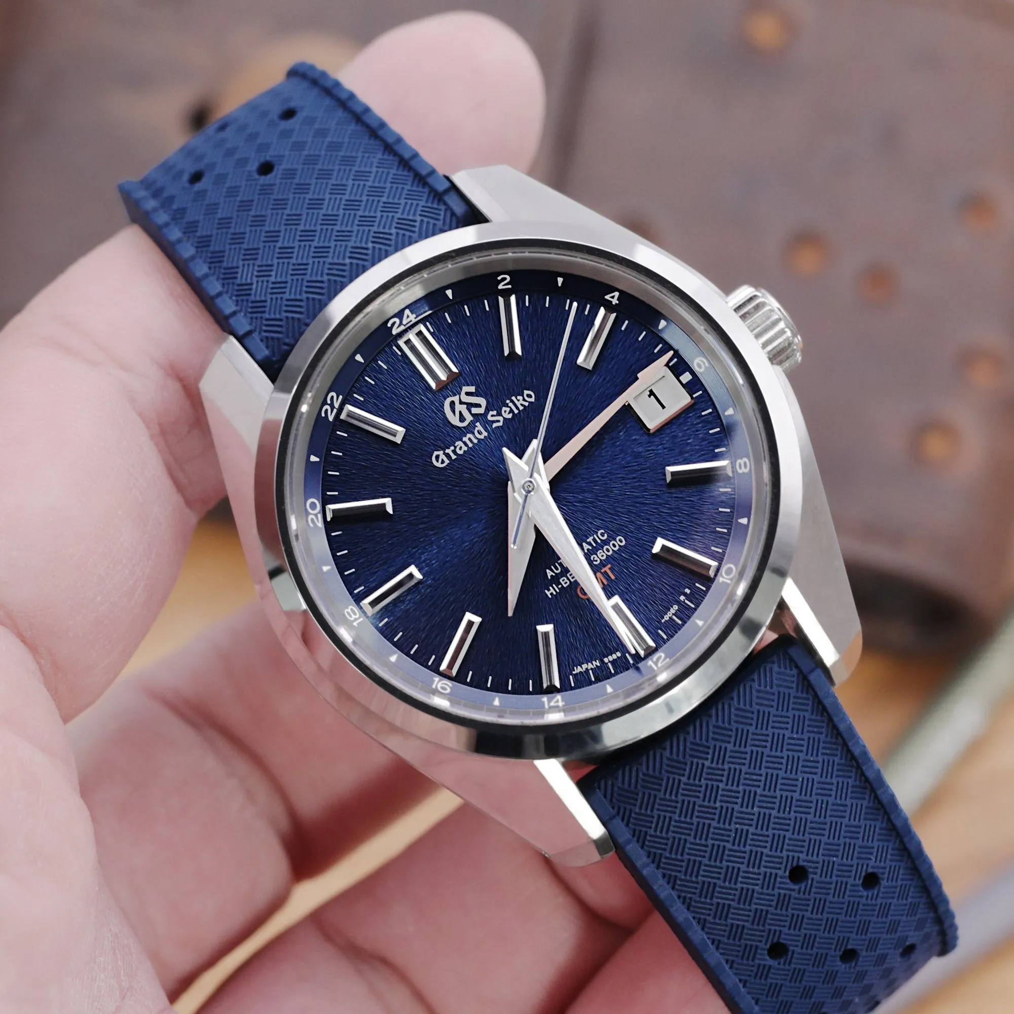 Quick Release Blue Tropical-Style Pro FKM rubber watch strap, 19mm, 20mm or 22mm
