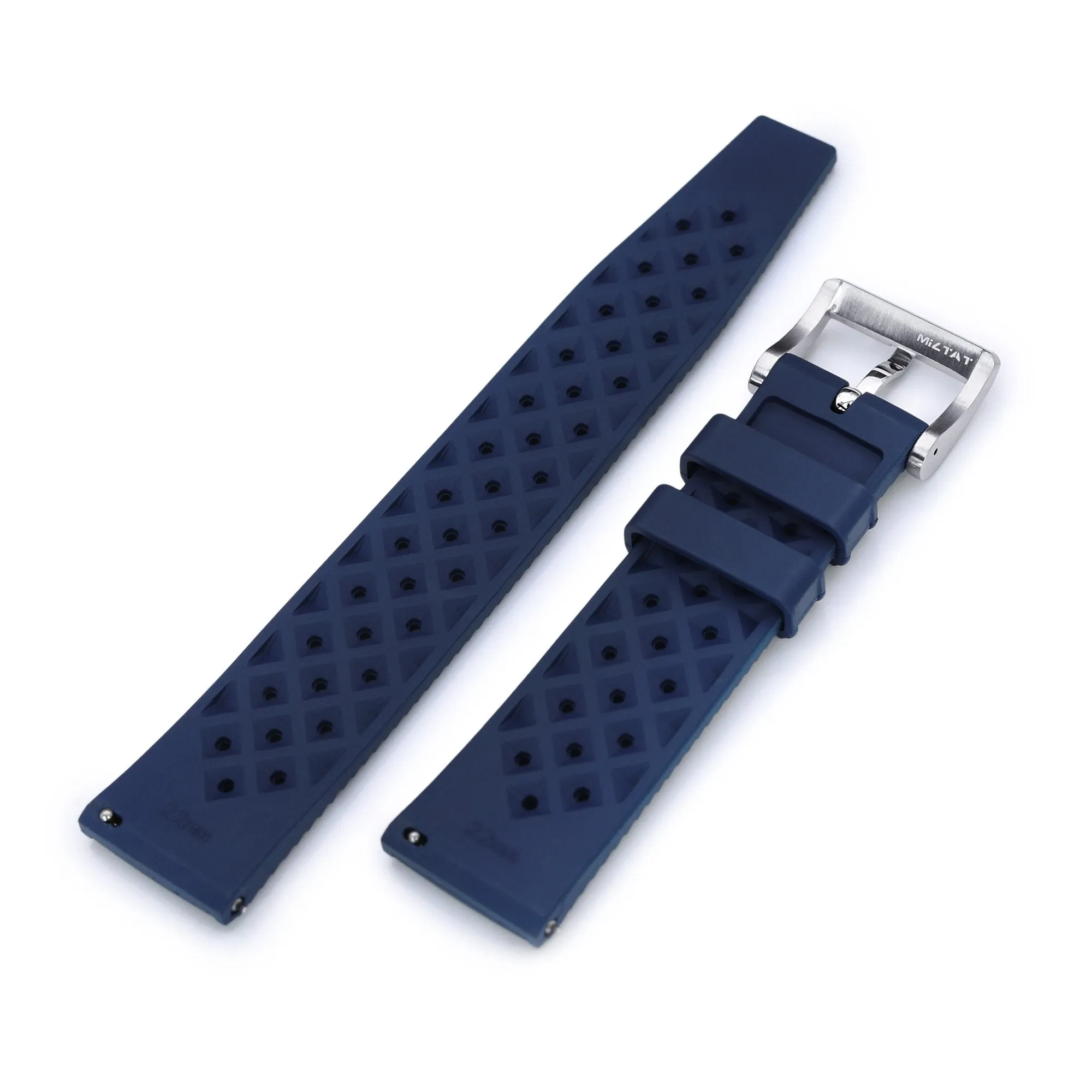 Quick Release Blue Tropical-Style Pro FKM rubber watch strap, 19mm, 20mm or 22mm