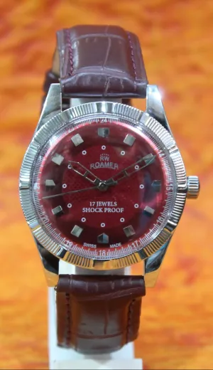Red Dial Watch Roamer Vintage 17 Jewels FHF ST96 Mechanical Hand Winding Swiss Made
