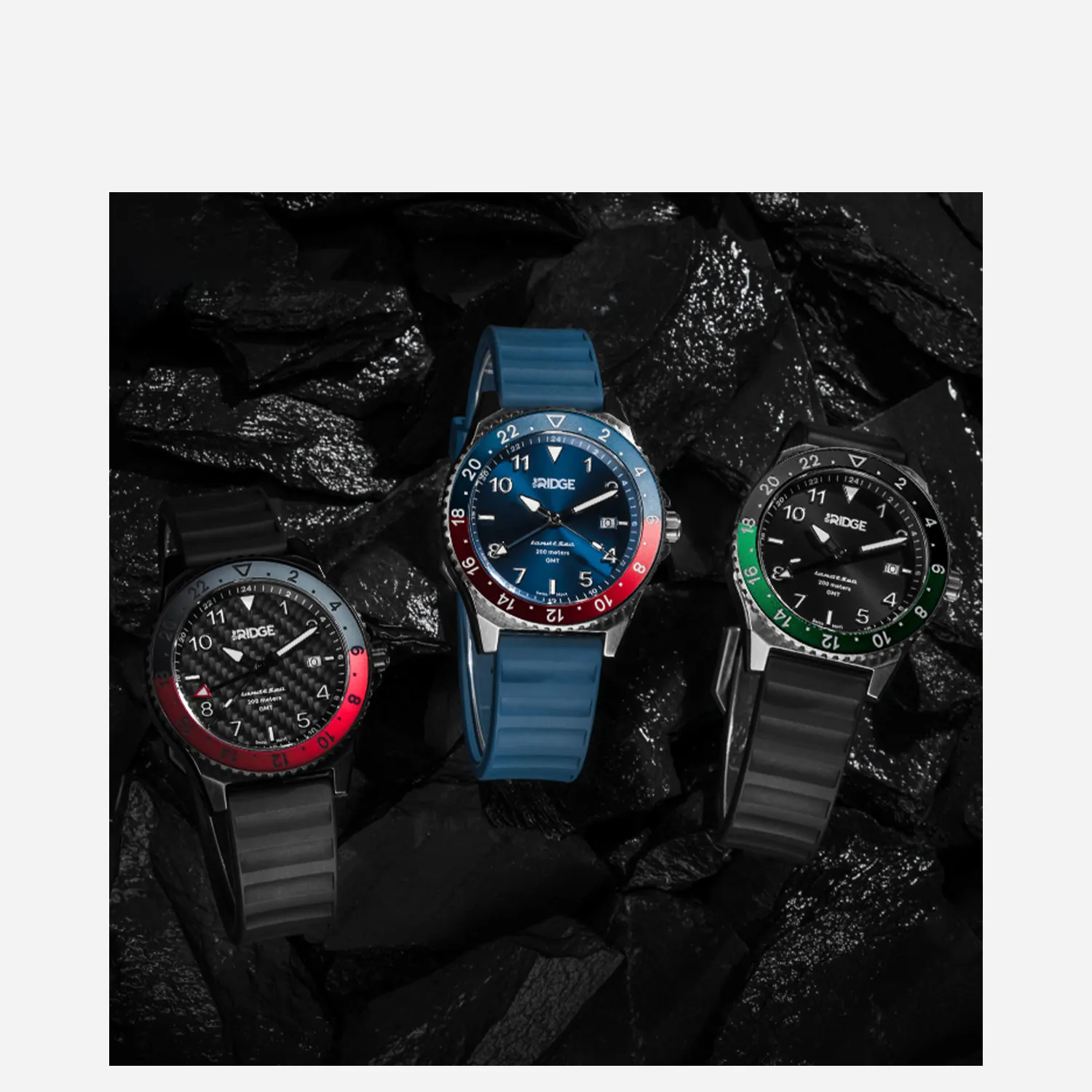 Ridge Land & Sea GMT Watch 42mm - Royal Black