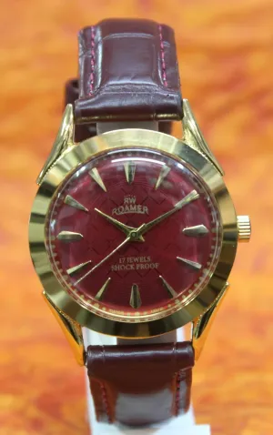 Roamer Vintage Wristwatch 17 Jewels FHF ST96 Mechanical Hand Winding Swiss Made Red Dial